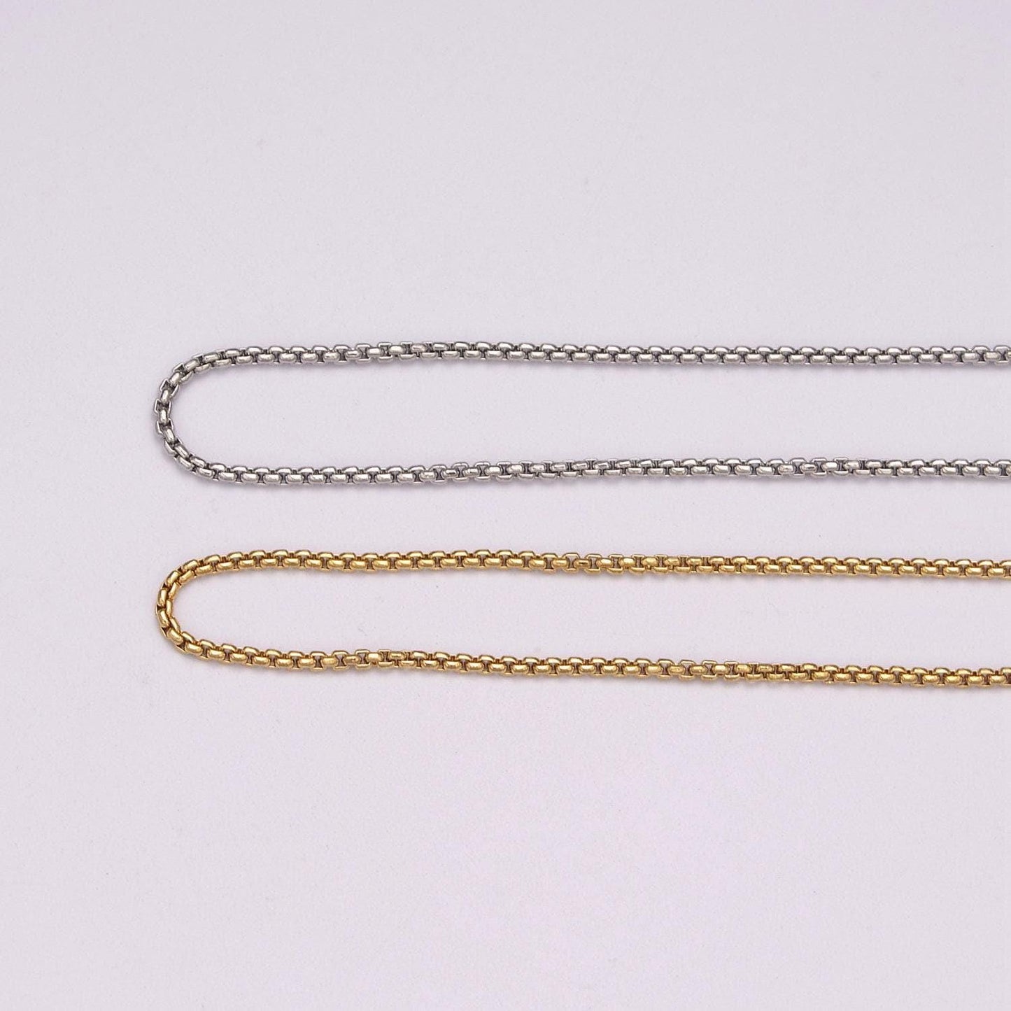 1pc 17.7'' ready to use 1.2mm 16k gold plated rolo box necklace chainlayer round chain bold necklacefor pendant charm necklace making,wa 436