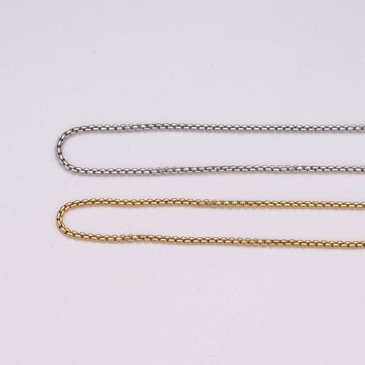 1pc 17.7'' ready to use 1.2mm 16k gold plated rolo box necklace chainlayer round chain bold necklacefor pendant charm necklace making,wa 436
