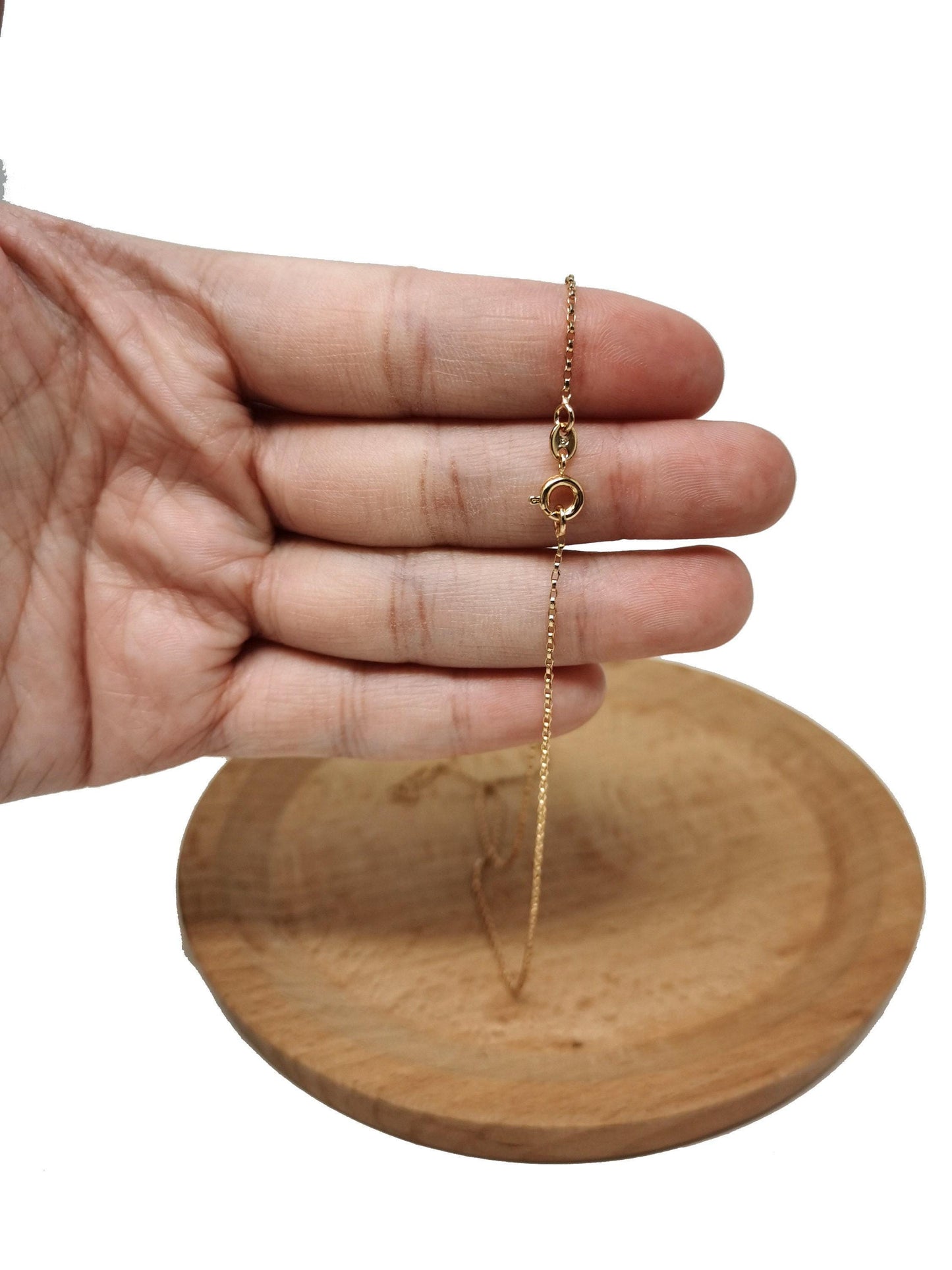 1pc 17.5'' 1.1mm ready to wear gold rolo box chain necklace, layering dainty box chain for jewelry making with pendant charm,344