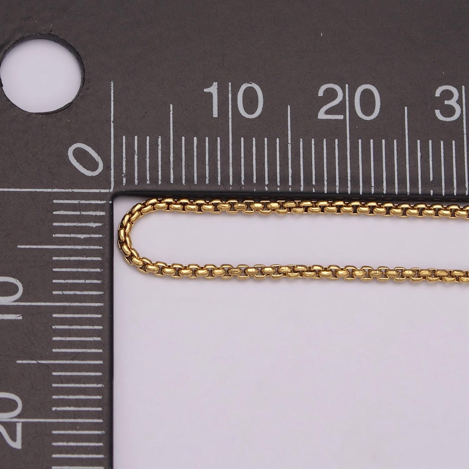 1pc 17.7'' ready to use 1.2mm 16k gold plated rolo box necklace chainlayer round chain bold necklacefor pendant charm necklace making,wa 436