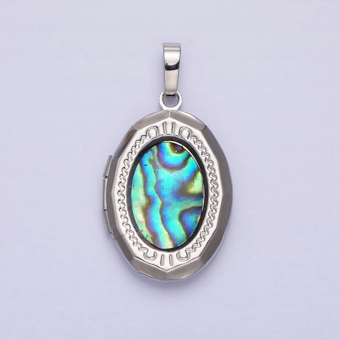 24k gold filled abalone oval geometric classics necklace locket in gold & silver | aa369 aa370