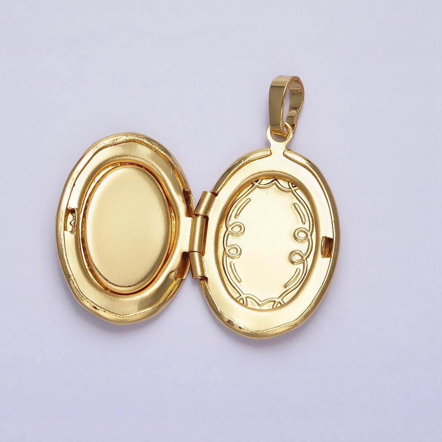 24k gold filled abalone oval geometric classics necklace locket in gold & silver | aa369 aa370