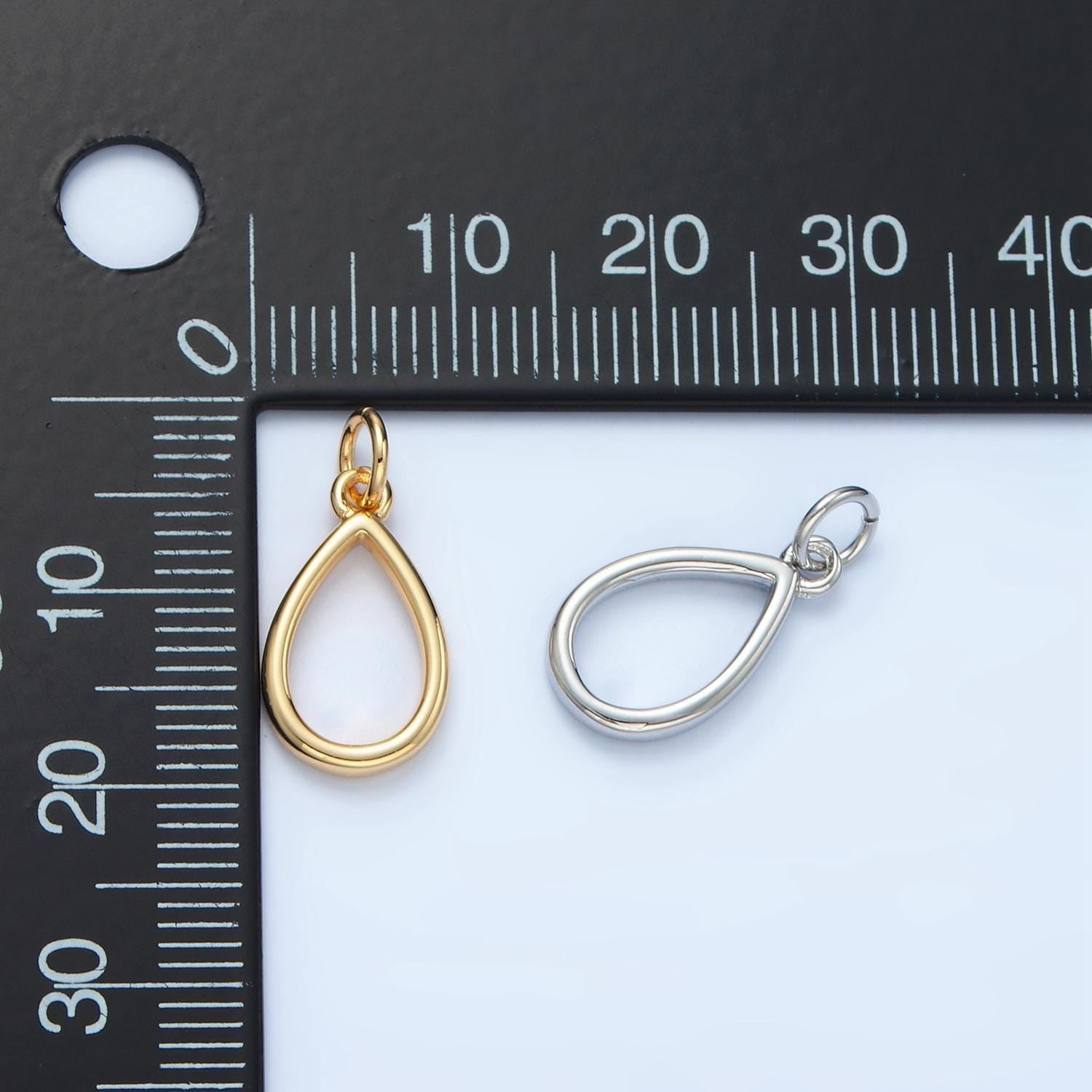 Dainty gold filled tear drop charm shaped add-on charm pendant open teardrop geometric jewelry d744