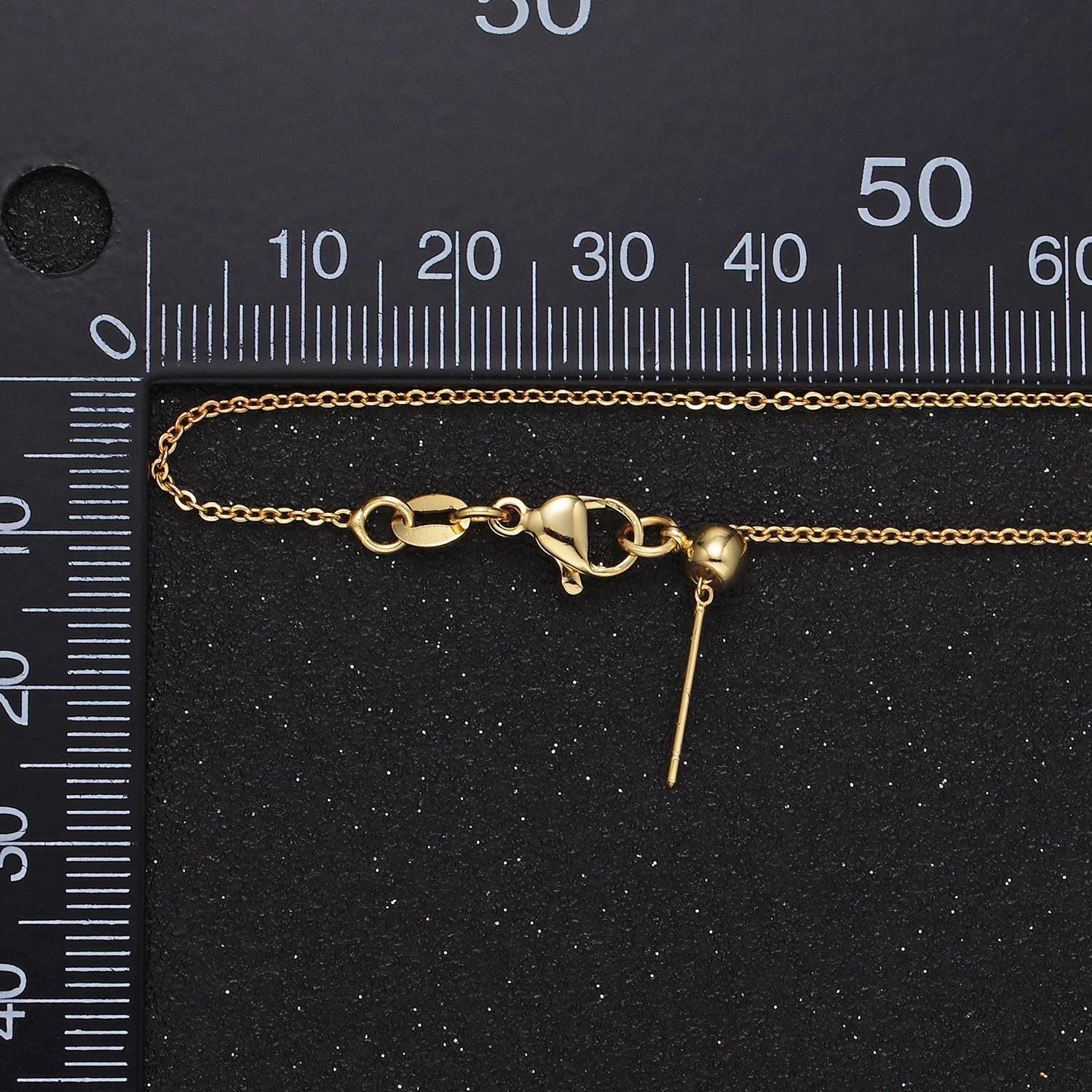 17.0" adjustable necklace ready to wear 24k gold filled flat cable chain necklace dainty chain for jewelry making with pendant charm wa-2433
