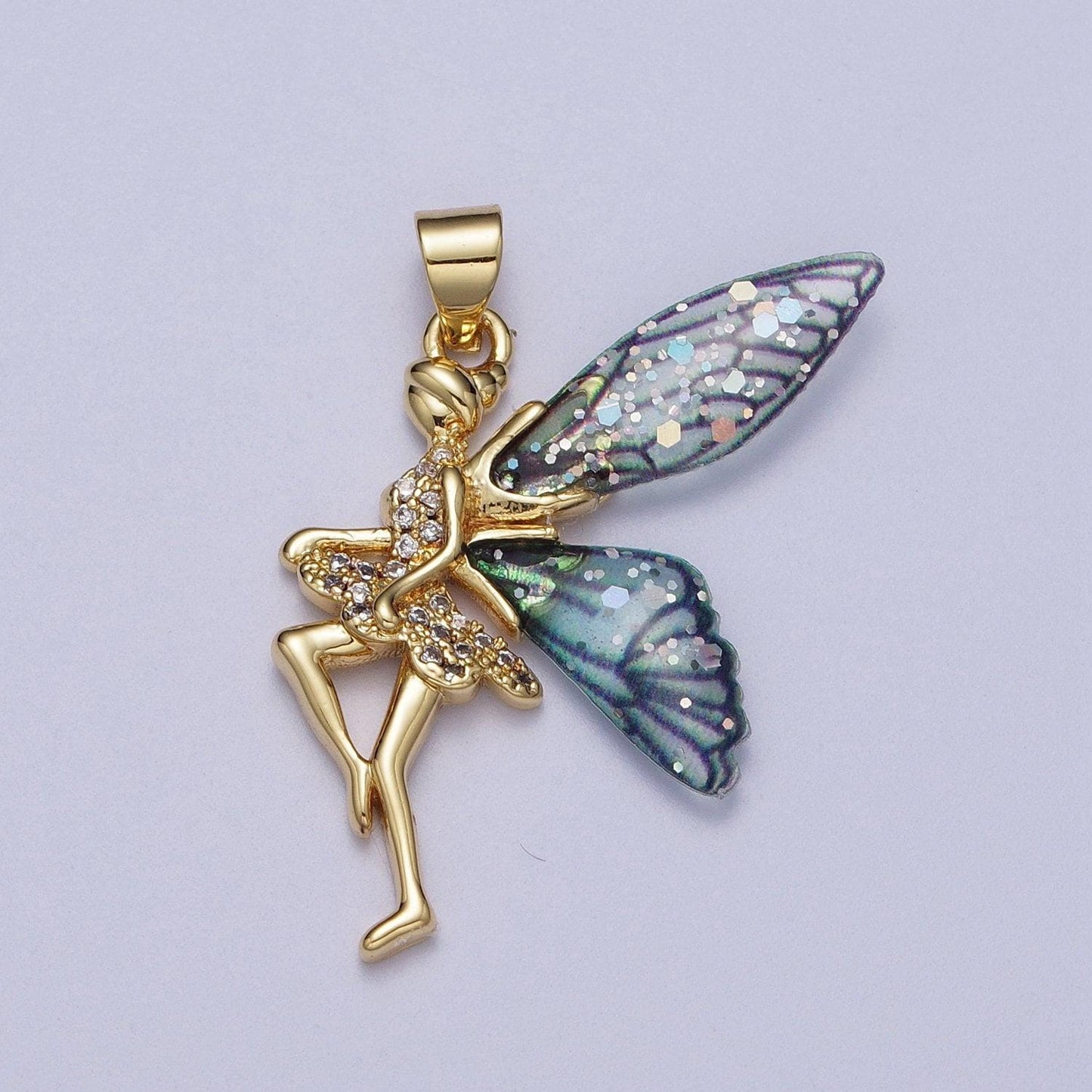 Large fairy pendant art nouveau pixie gold charms whimsical faerie fairie fantasy wholesale jewelry supply h-666