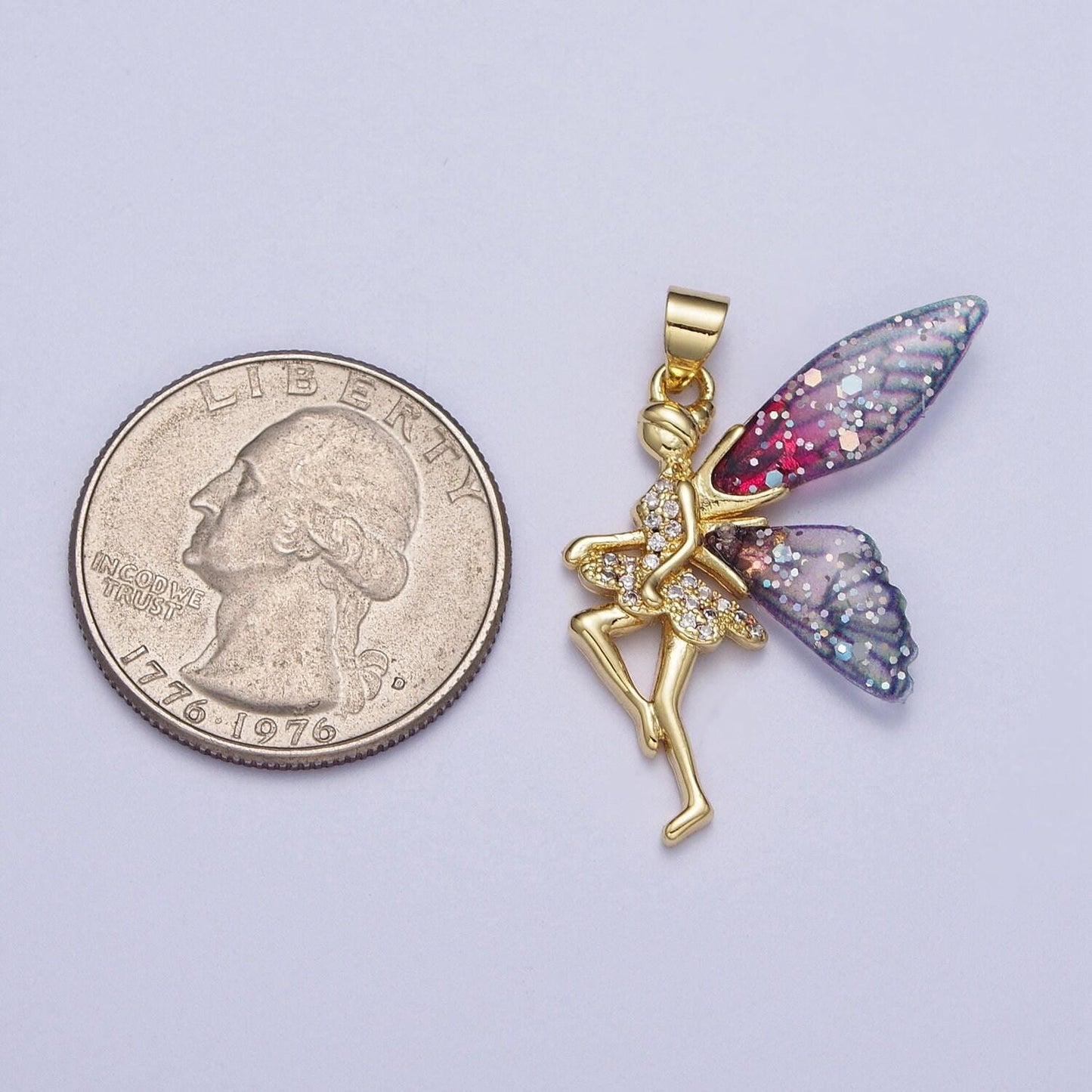 Large fairy pendant art nouveau pixie gold charms whimsical faerie fairie fantasy wholesale jewelry supply h-666