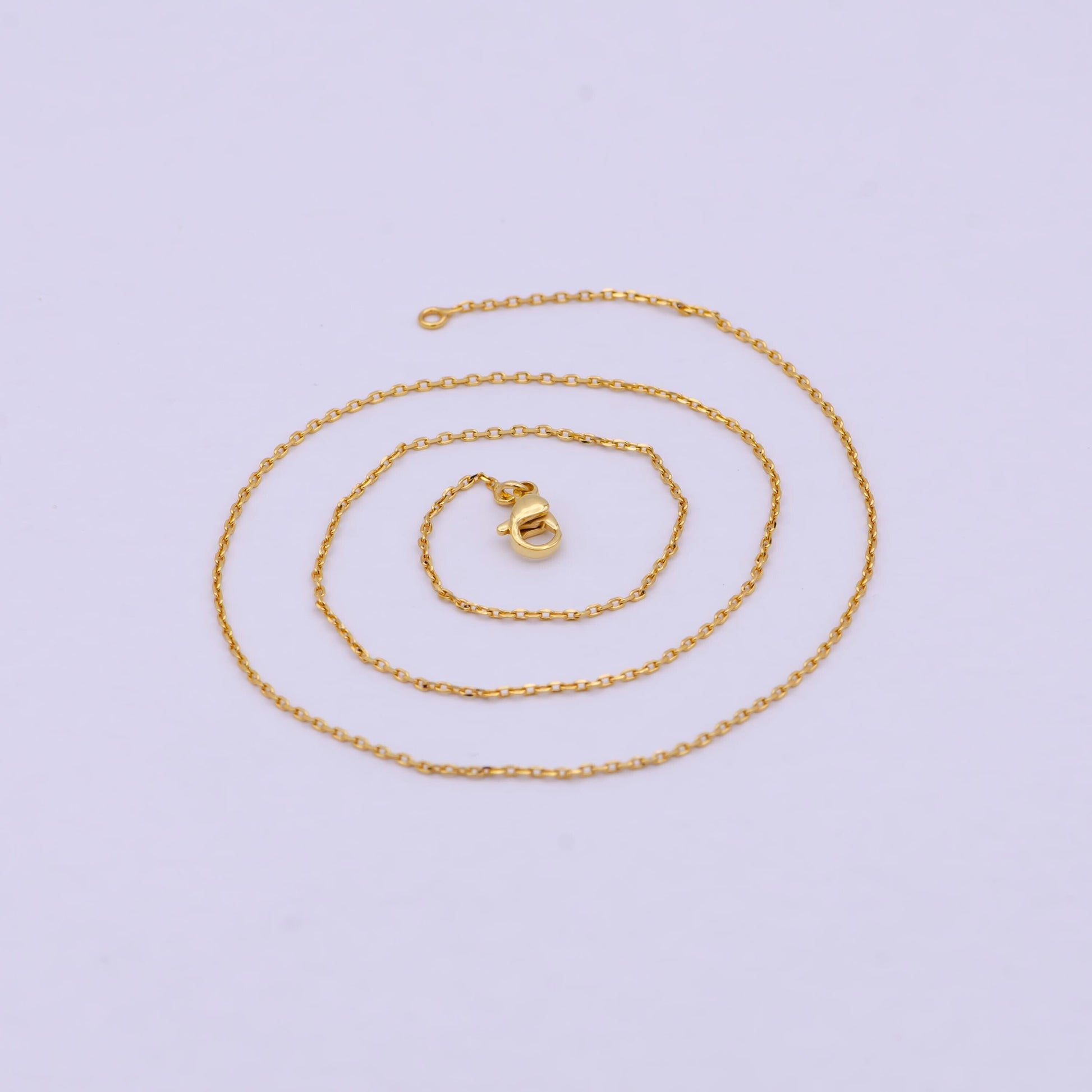 24k gold filled chain necklace, dainty 0.9mm cable finished chain, 17.5"inch layering necklace | wa-615