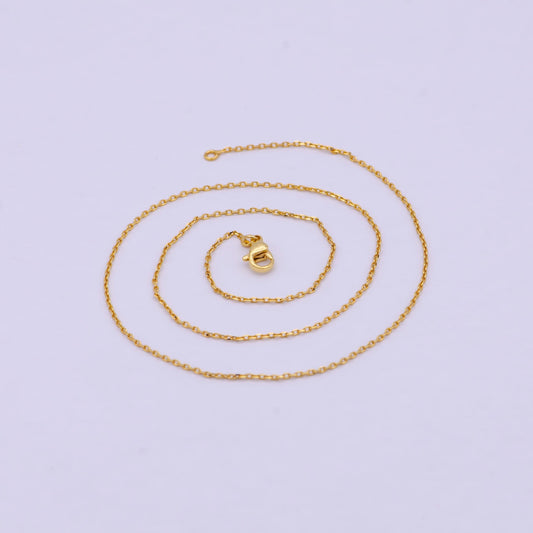 24k gold filled chain necklace, dainty 0.9mm cable finished chain, 17.5"inch layering necklace | wa-615