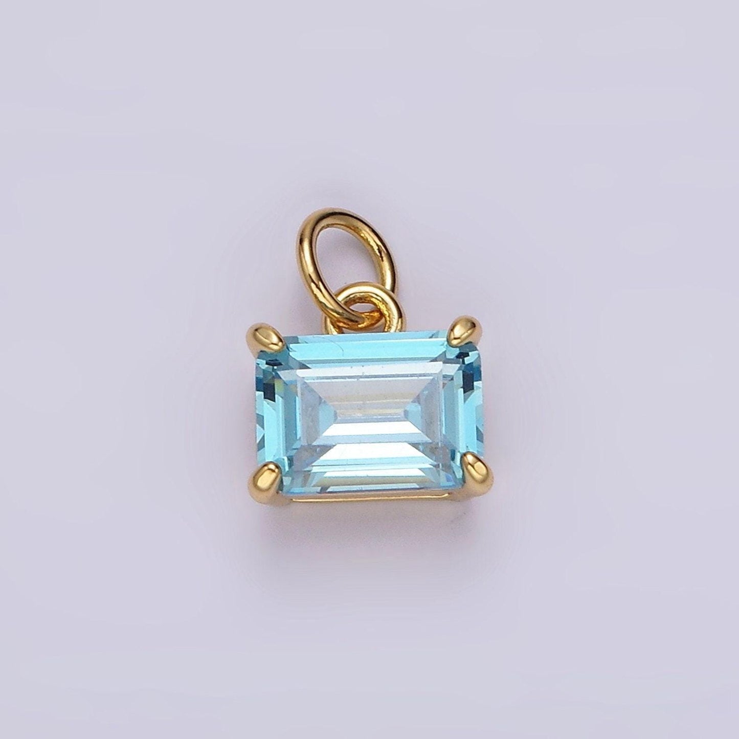 Dainty blue topaz birthstone charm necklace bracelet emerald cut blue cz birth stone necklace personalized december birthday gifts ag562