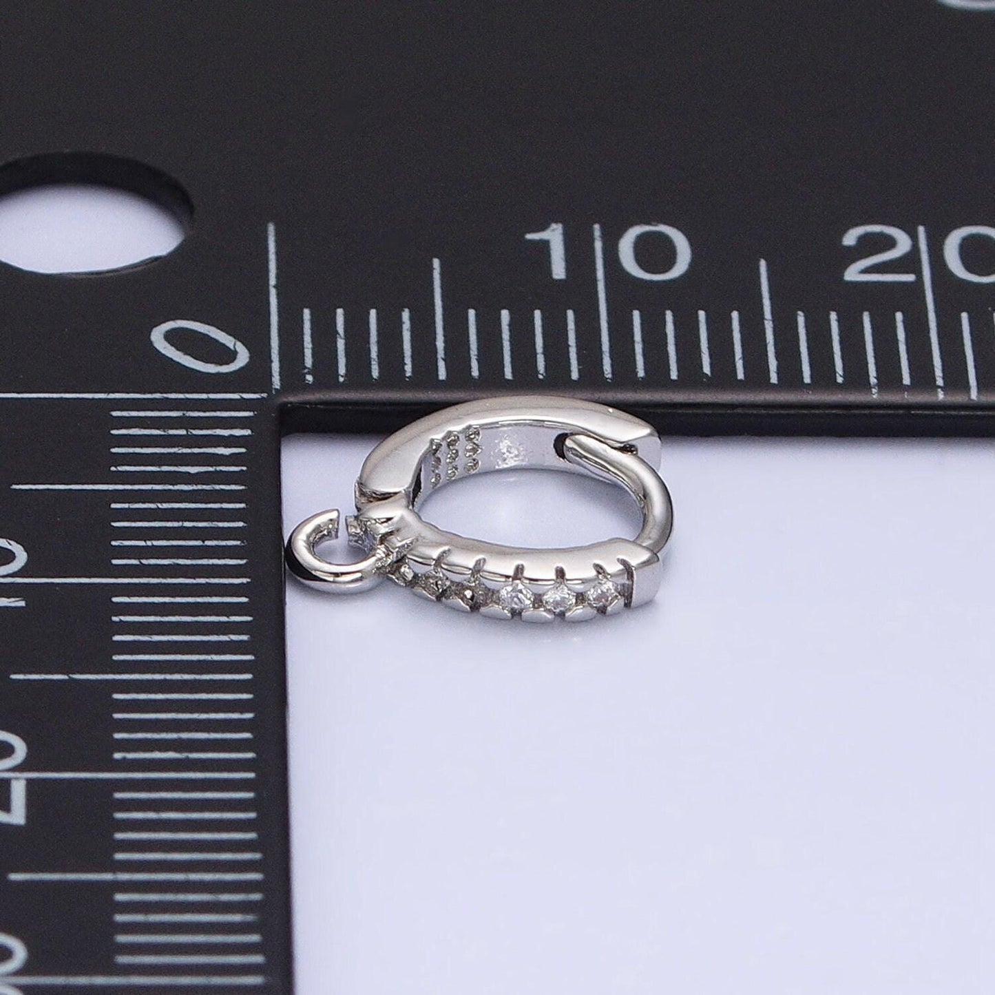 Micro pave gold filled 10mm thin flat open link earring lever back huggie earrings supply | z220 z388