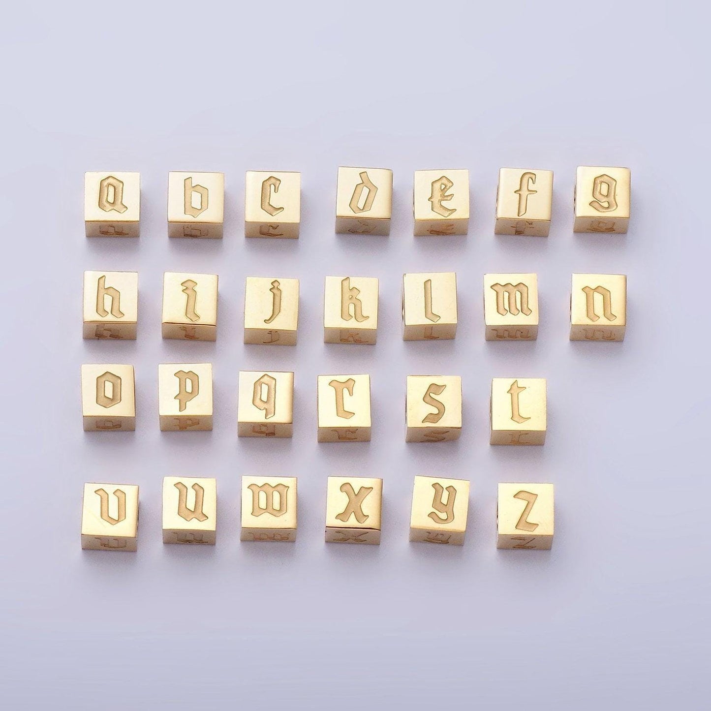 Gold stainless steel gothic letter bead spacer old english alphabet for bracelet necklace jewelry initial charm supplies tarnish free a-937