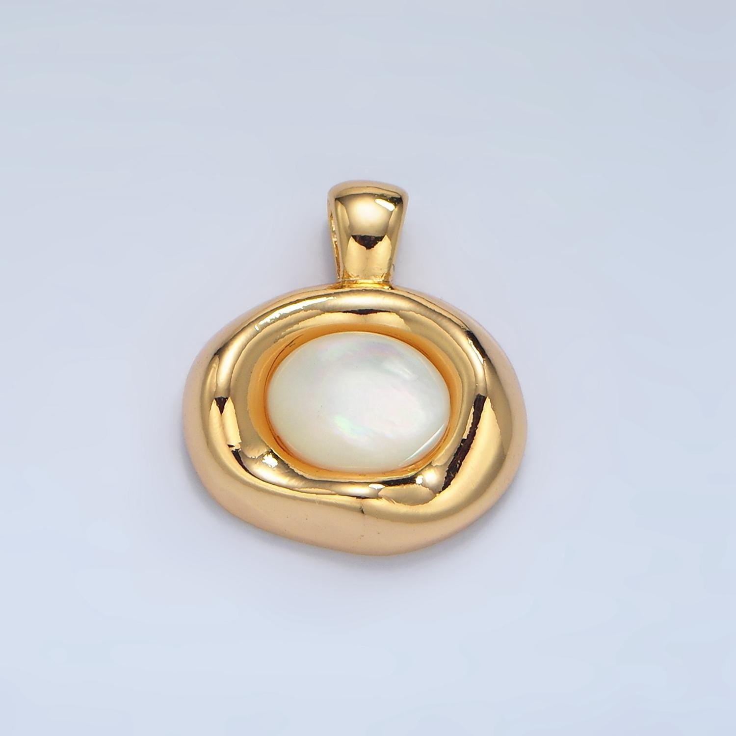 Oval Pearl embedded in 24k gold filled molten pendant | aa-131
