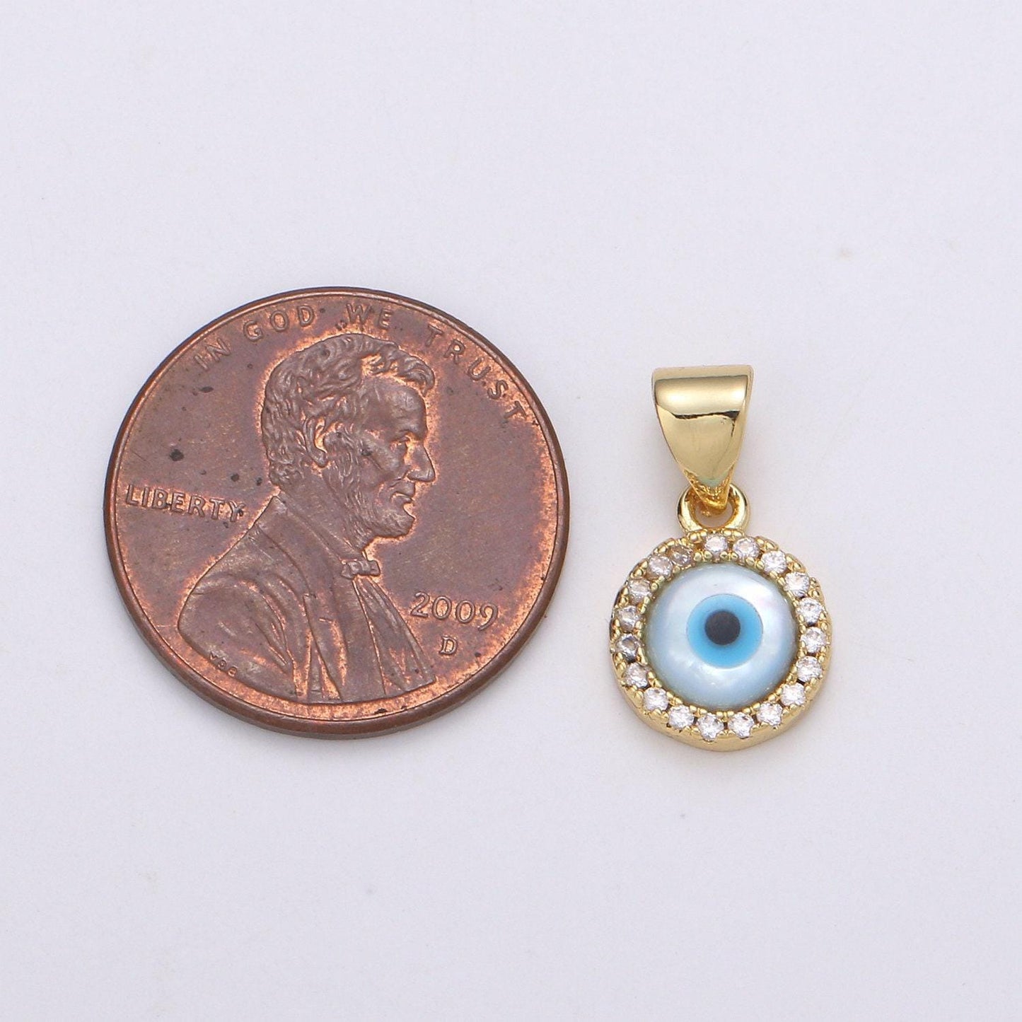 Dainty evil eye charm small tiny evil eye pendant eye of ra minimalist jewelry gift for her bridal necklace component white gold eye,j-056