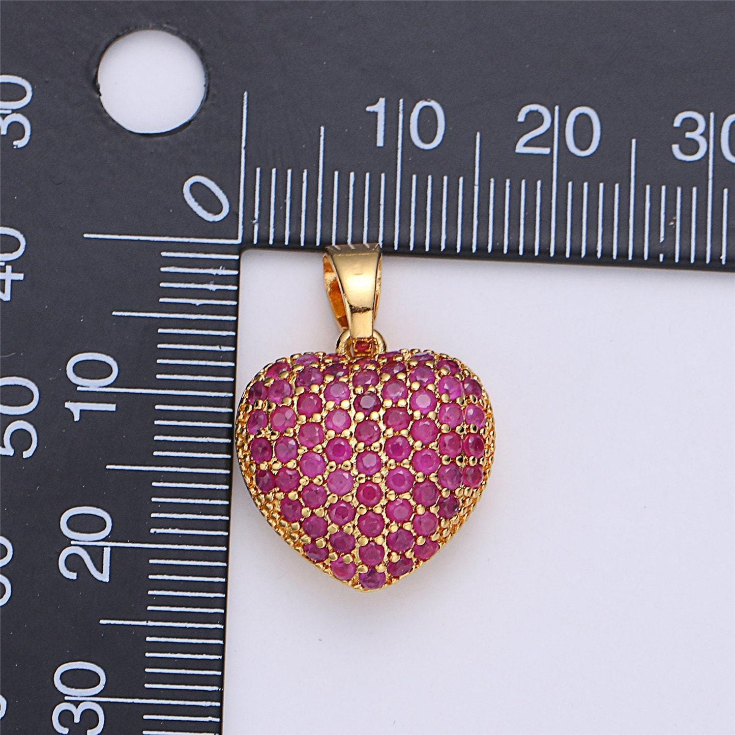 18k gold filled micro paved puffed heart pendant necklace cubic heart pendant 3d pendant j-834 i-145