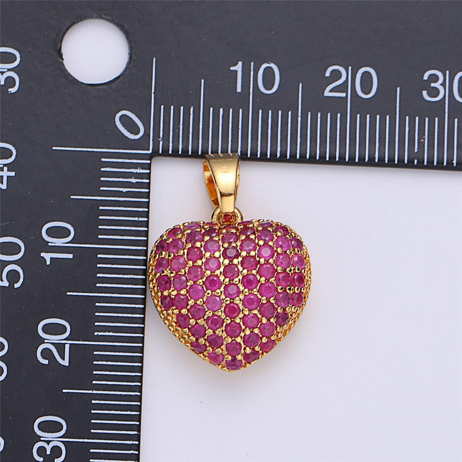 18k gold filled micro paved puffed heart pendant necklace cubic heart pendant 3d pendant j-834 i-145