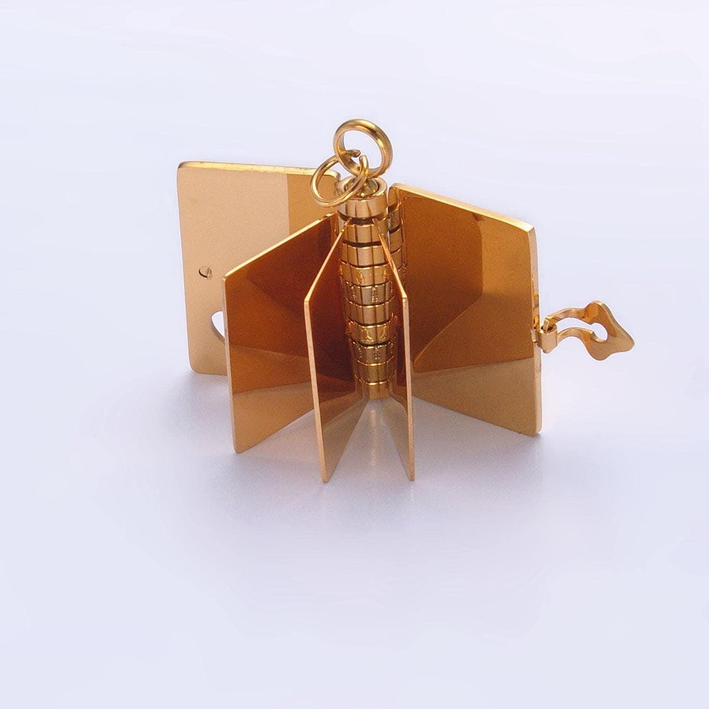 Dainty gold diary charm open book charm engravable blank paper charm for personalized message jewelry p-1324