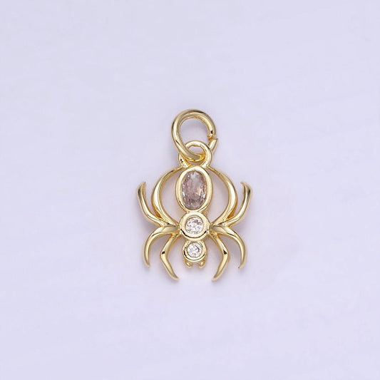 14k gold filled cz black widow spider insect animal charm | ag-746