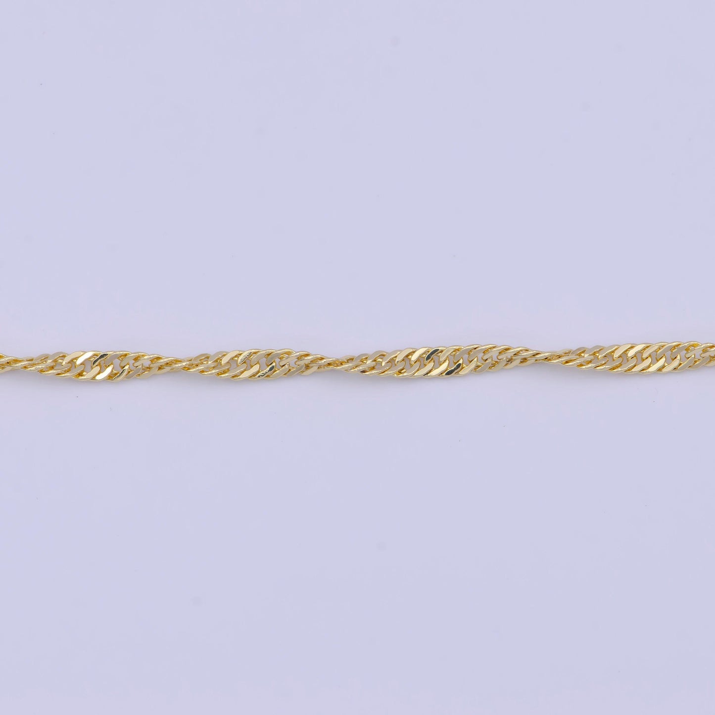 2.2mm gold twisted rope curb link necklace, 14k gold plated 18.0" rope curb mix ready to wear necklace | wa-1110