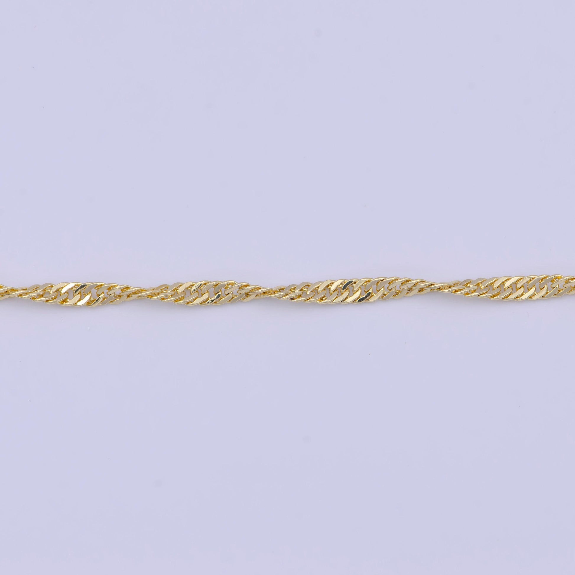 2.2mm gold twisted rope curb link necklace, 14k gold plated 18.0" rope curb mix ready to wear necklace | wa-1110