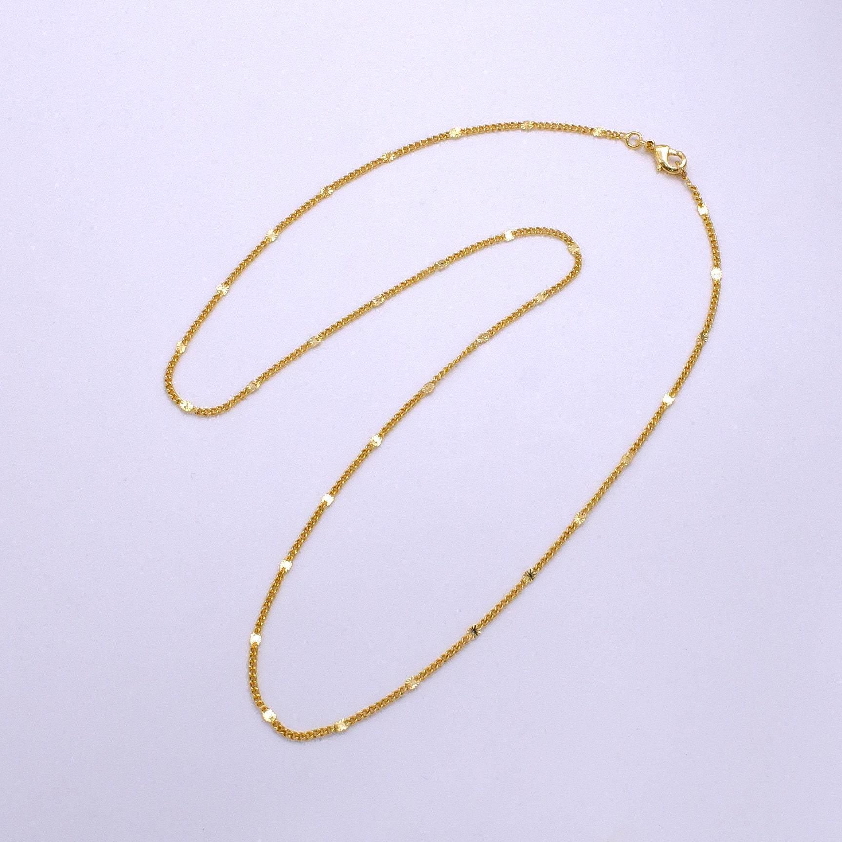 14k gold filled flat sunburst curb chain necklace 19.5 inch necklace for jewelry making supply wa2435