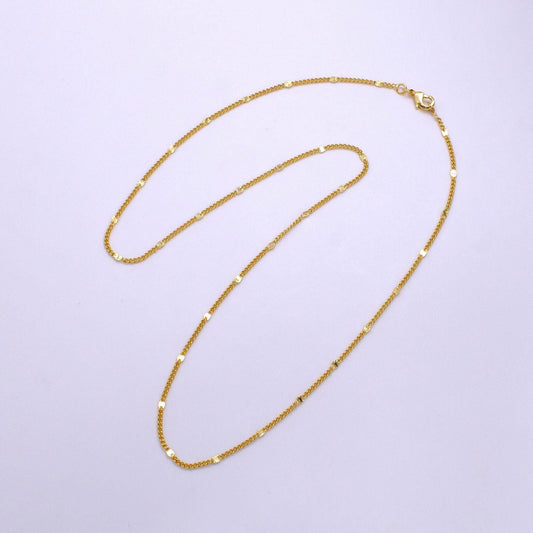 14k gold filled flat sunburst curb chain necklace 19.5 inch necklace for jewelry making supply wa2435