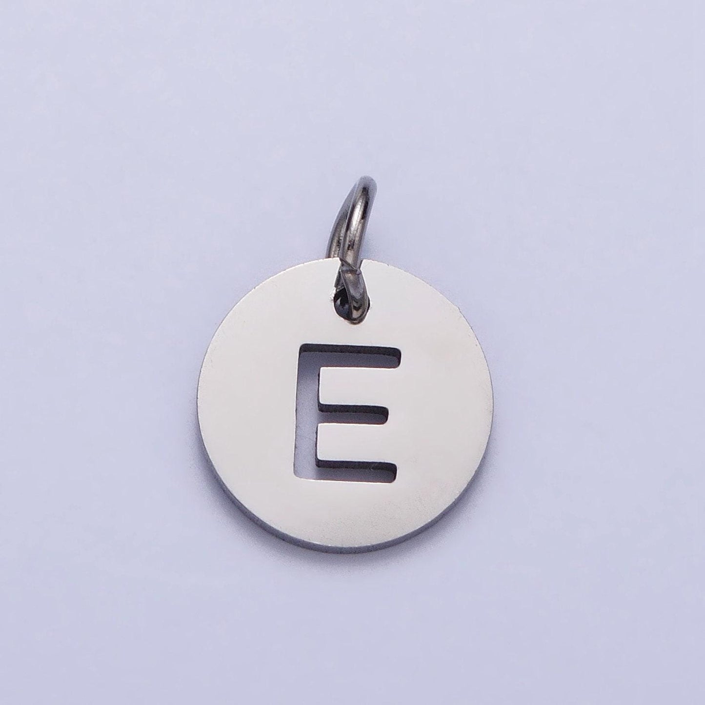 Small stainless steel round initial alphabet personalized mini add-on charm in silver tarnish free lead nickel free jewelry | a416-a428