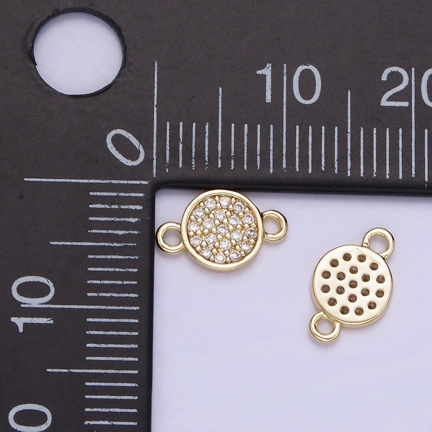 Mini 14k gold filled round charm connector cz micro pave, disc connector micro pave link connector for bracelet necklace supply g291