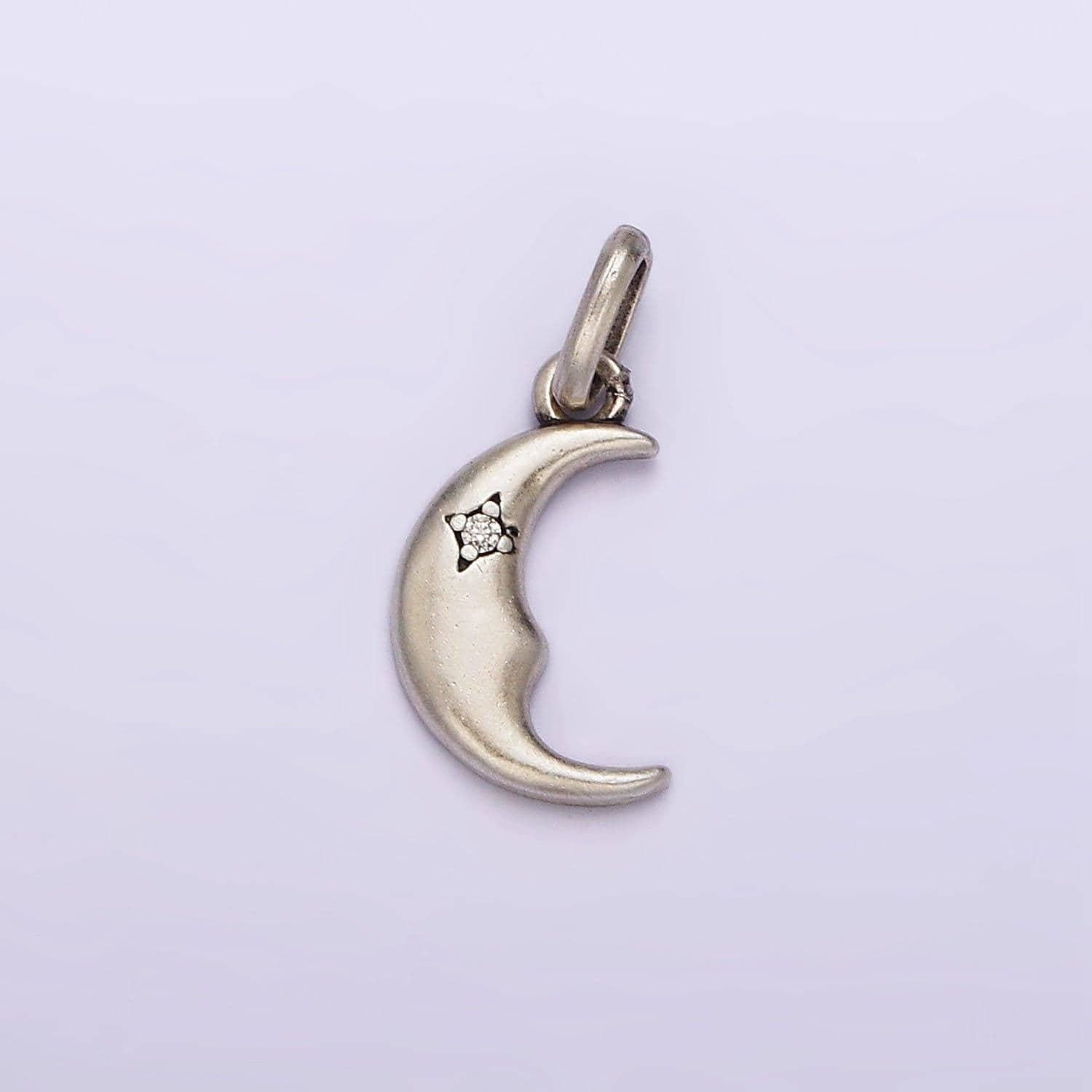 Dainty crescent moon charm in 925 sterling silver pendant celestial jewelry sl-332