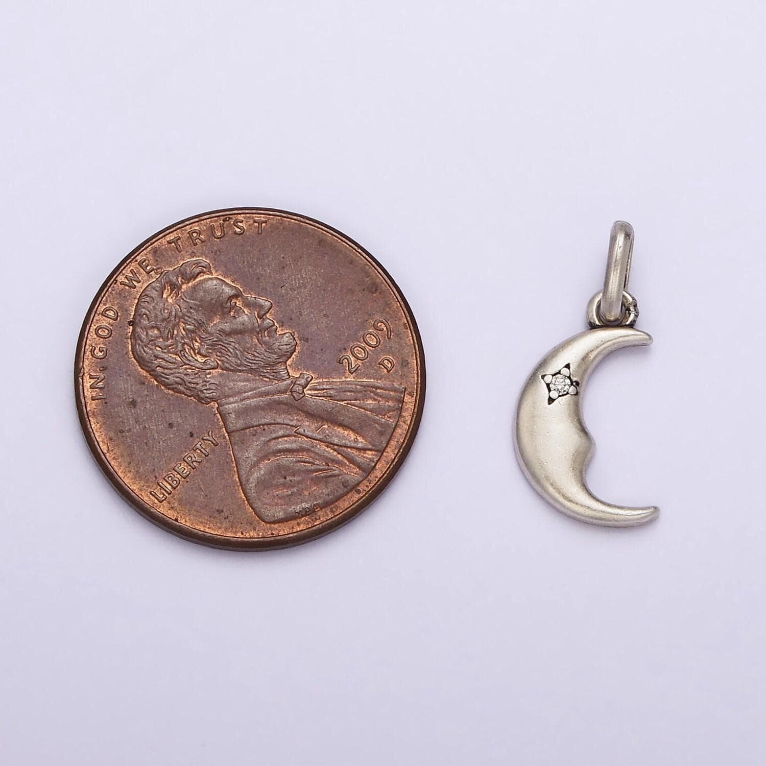 Dainty crescent moon charm in 925 sterling silver pendant celestial jewelry sl-332
