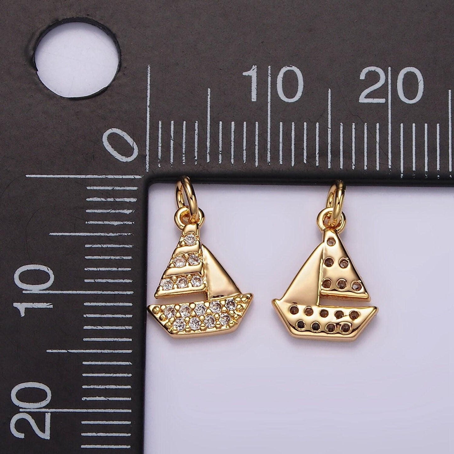 14k gold filled mini micro paved cz boat add-on charm | ag420