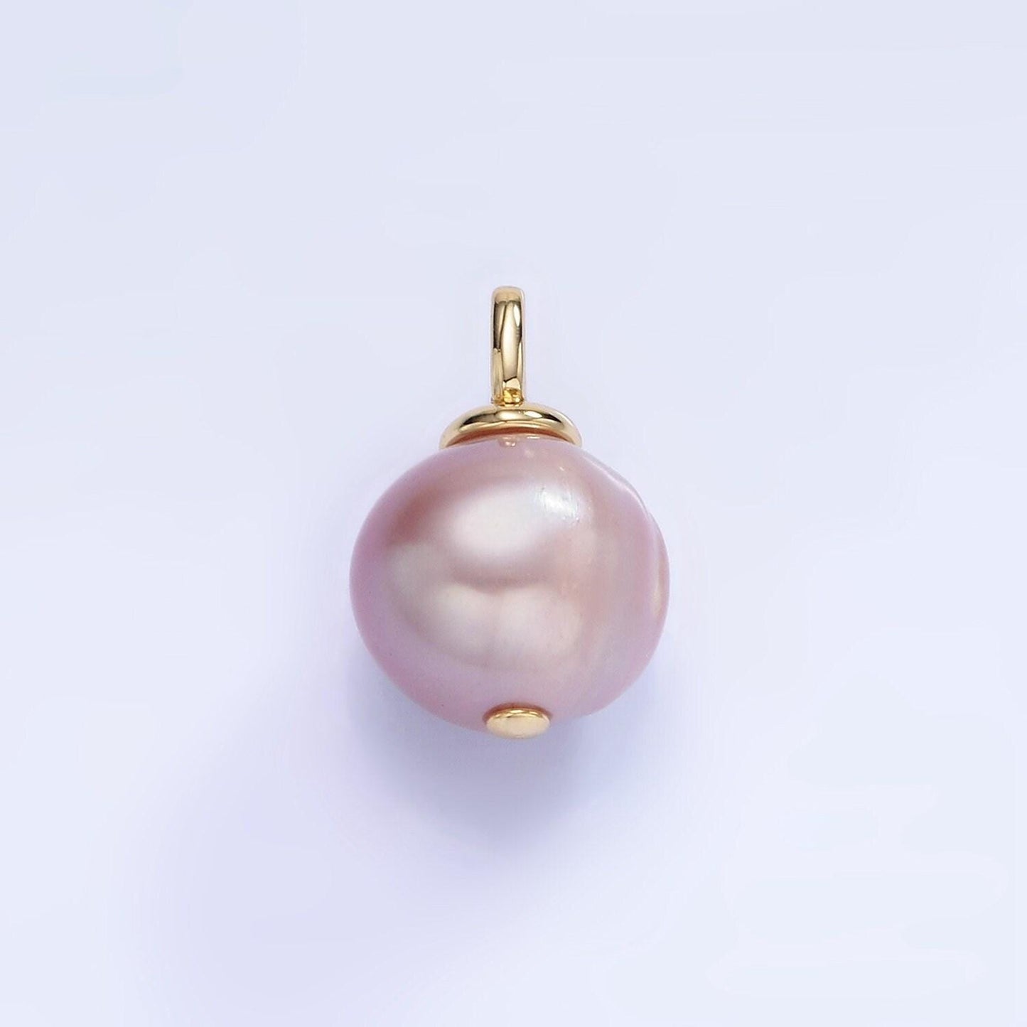 14k gold filled 18mm purple freshwater pearl square bail drop pendant | p-1720