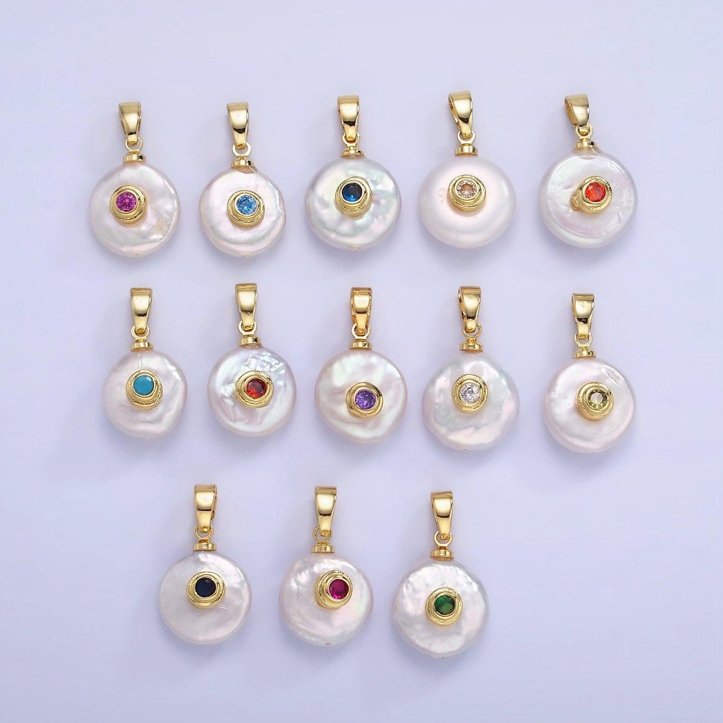 Freshwater pearl pendant cz freeform pearl round oval cz charms for bracelets necklace jewelry with clear, blue cz stone for wedding jewelry