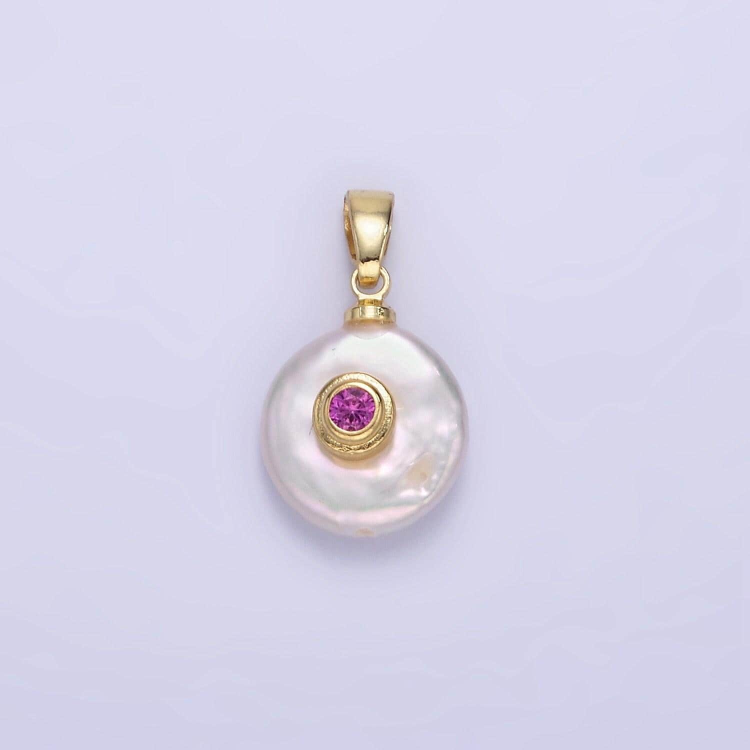 Freshwater pearl pendant cz freeform pearl round oval cz charms for bracelets necklace jewelry with clear, blue cz stone for wedding jewelry