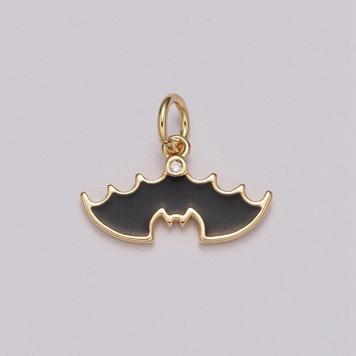 Dainty gold black bat charm enamel broom for halloween bat pendant halloween jewelry inspired for necklace bracelet earring supply