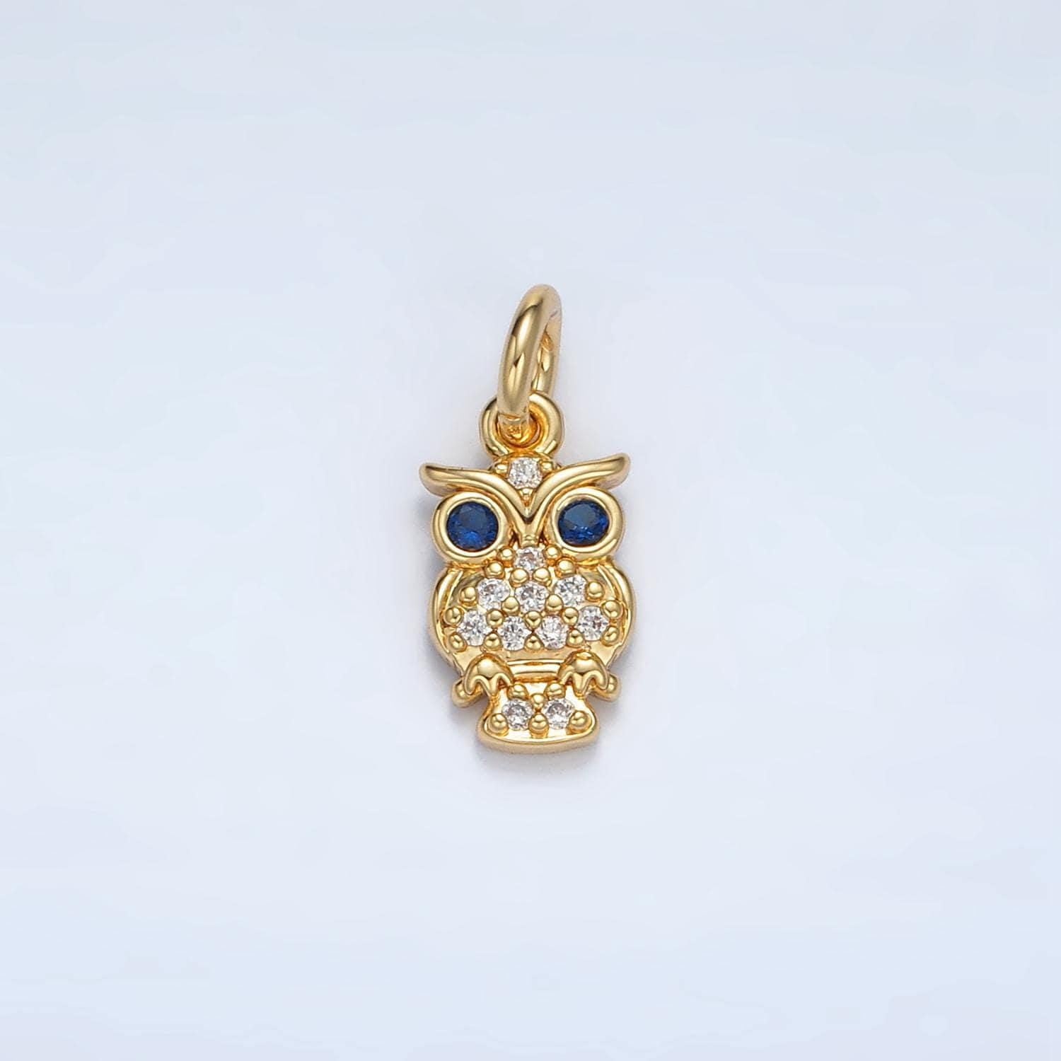 Mini gold owl charm tiny bird charm for bracelet earring necklace component e010
