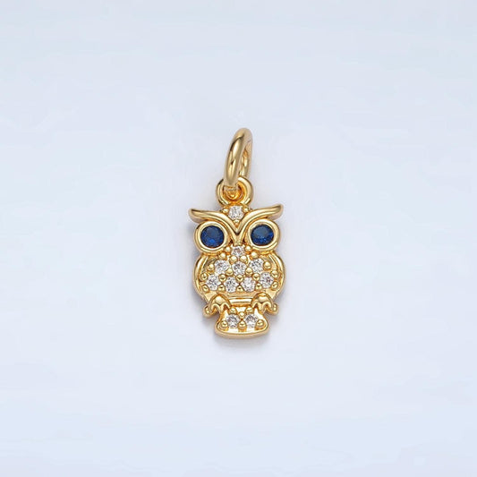 Mini gold owl charm tiny bird charm for bracelet earring necklace component e010