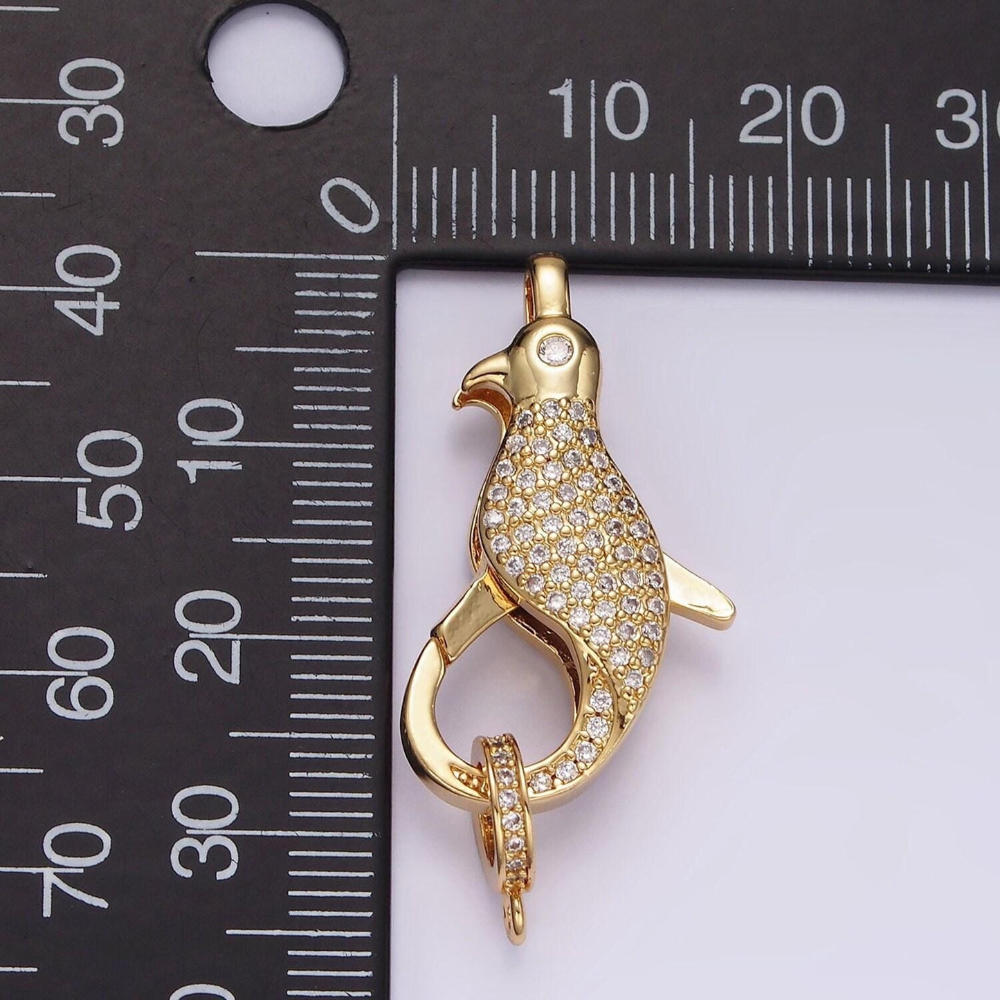14k gold filled 30mm bird animal cz micro paved lobster claw clasps closure findings in gold & silver | z603 z604