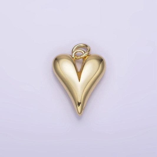 14k gold filled 16mm long puffed minimalist heart charm | ag196