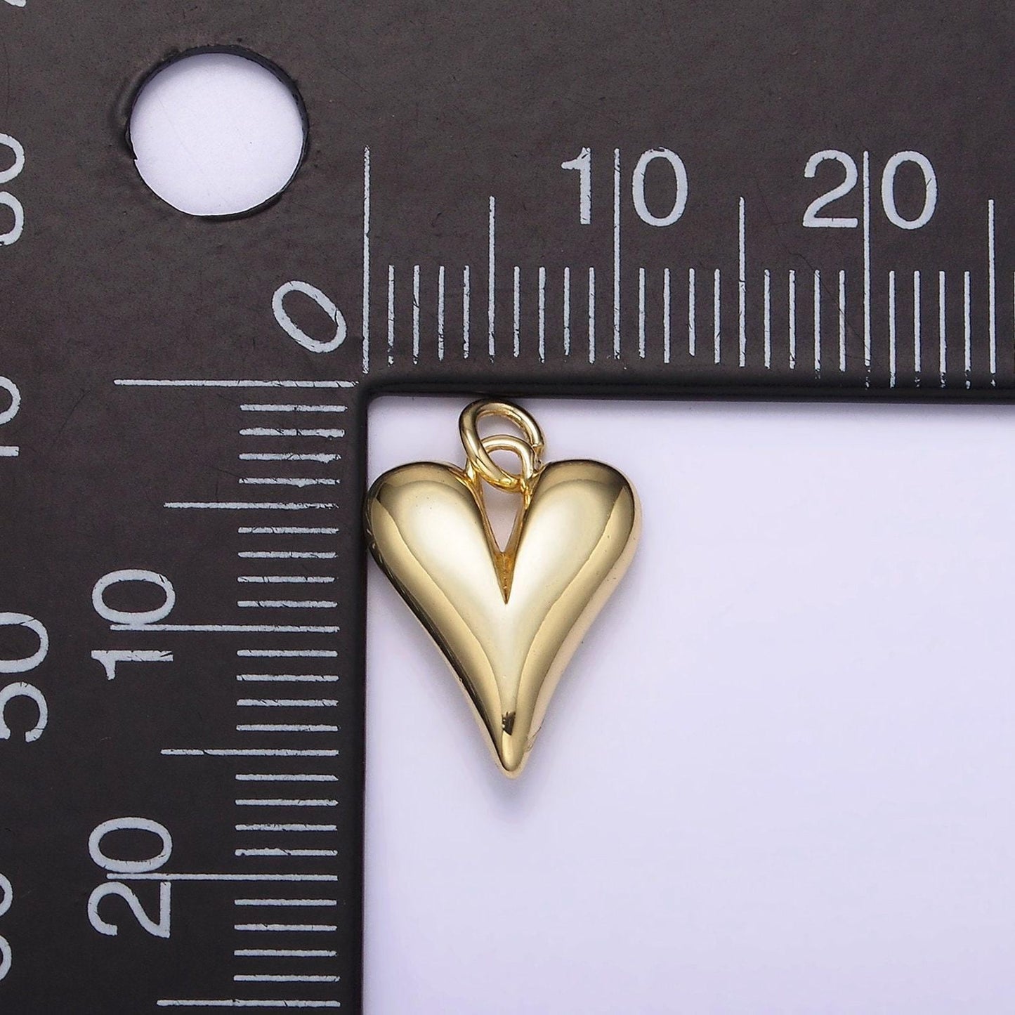 14k gold filled 16mm long puffed minimalist heart charm | ag196