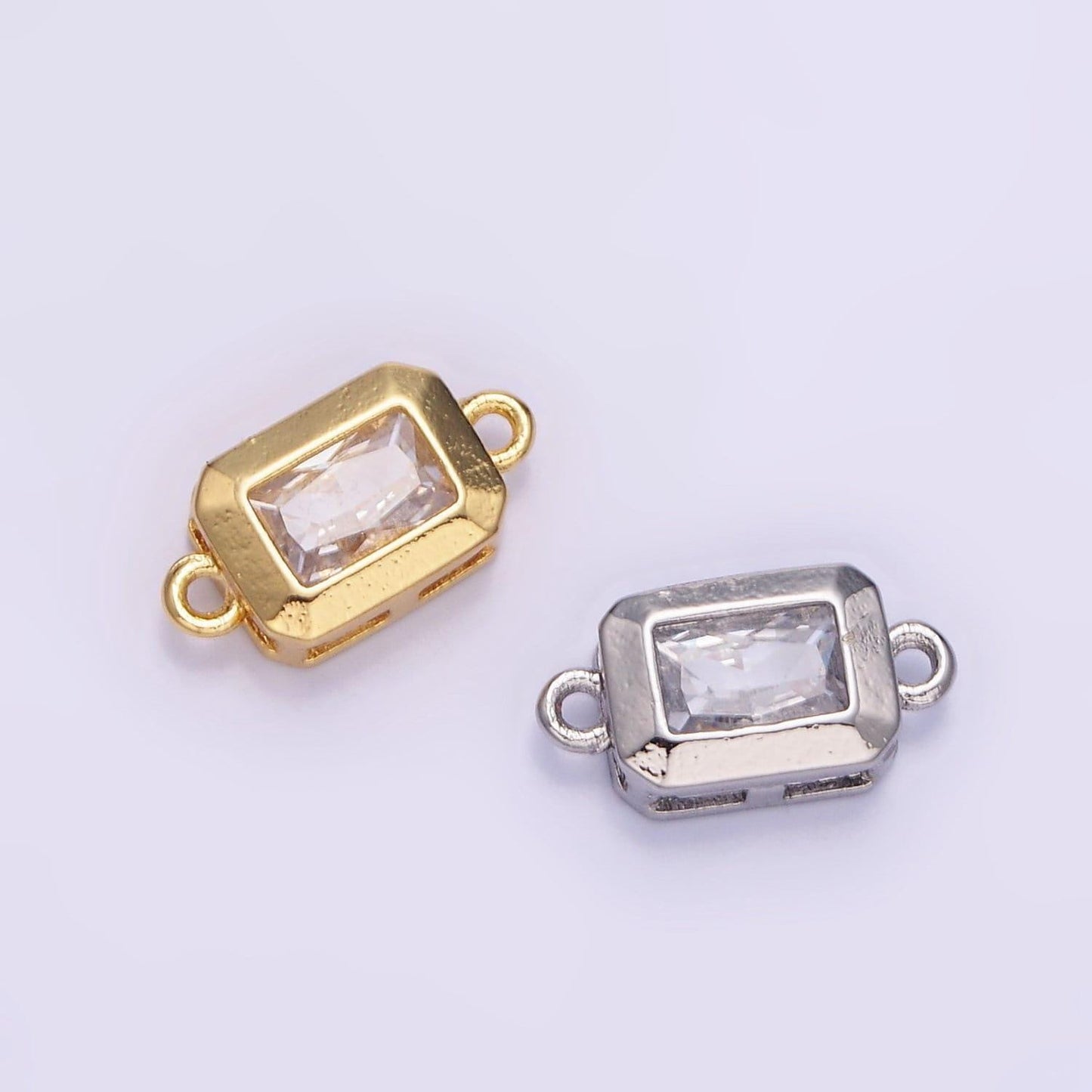 Rectangle cz charm connector in 14k gold filled for bracelet necklace link connector supply jewelry making g310