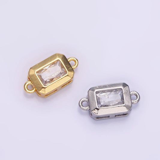 Rectangle cz charm connector in 14k gold filled for bracelet necklace link connector supply jewelry making g310