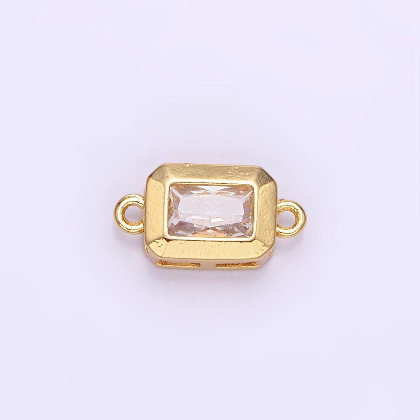 Rectangle cz charm connector in 14k gold filled for bracelet necklace link connector supply jewelry making g310