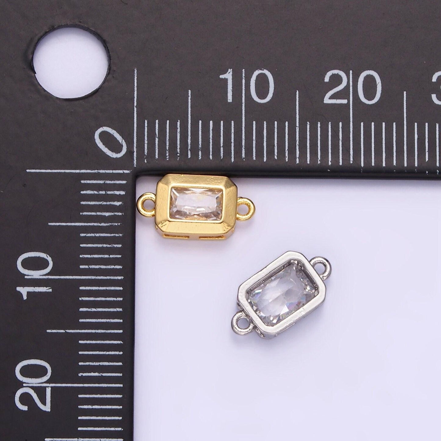 Rectangle cz charm connector in 14k gold filled for bracelet necklace link connector supply jewelry making g310