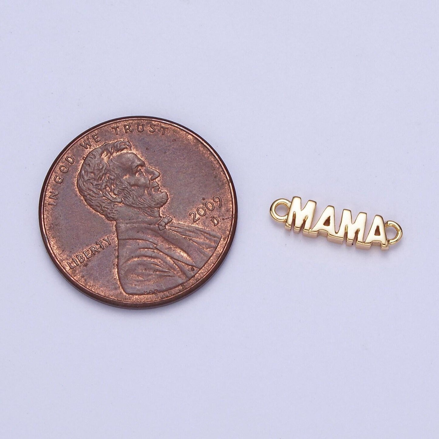 Dainty mama charm connector, 16k gold filled mama script link connector for bracelet necklace, mother's day mom's birthday gift idea | g-709