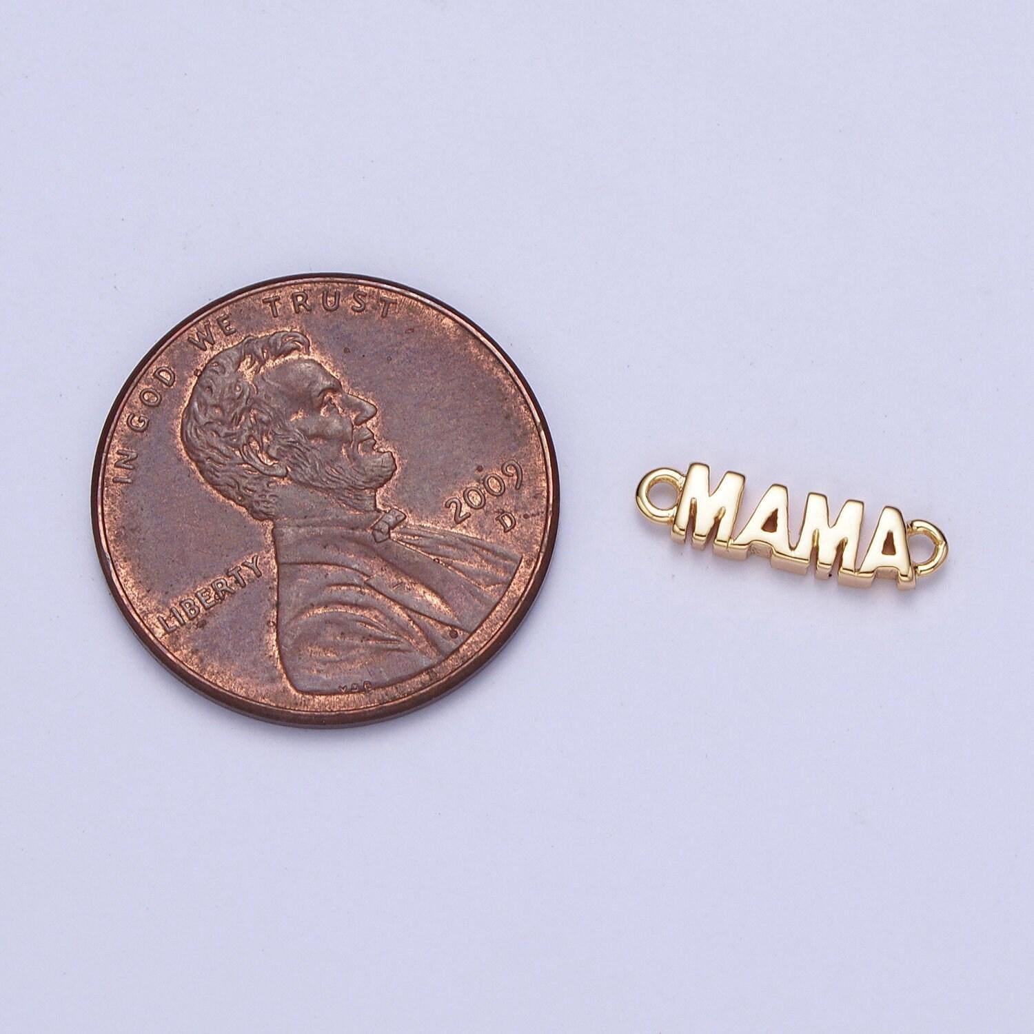 Dainty mama charm connector, 16k gold filled mama script link connector for bracelet necklace, mother's day mom's birthday gift idea | g-709
