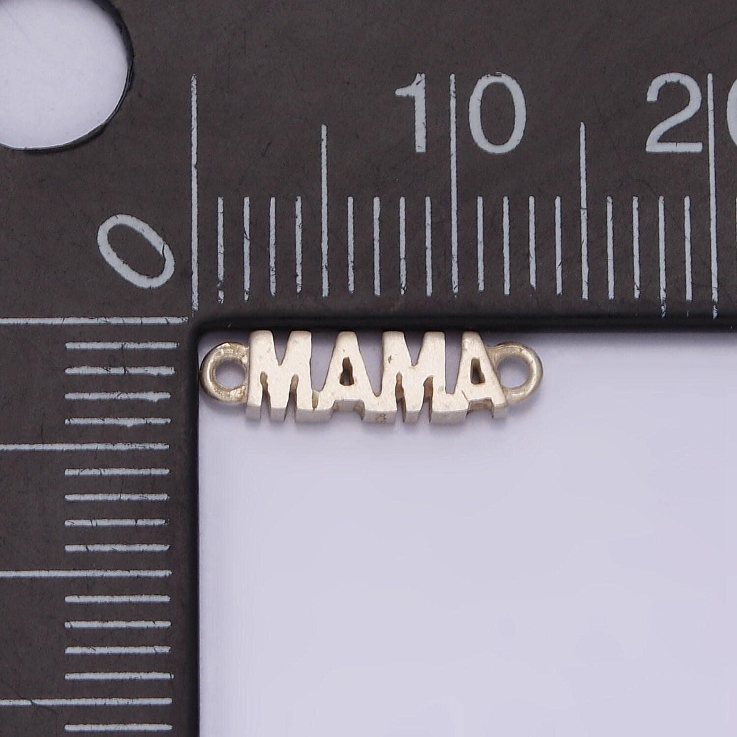 Dainty mama charm connector, 16k gold filled mama script link connector for bracelet necklace, mother's day mom's birthday gift idea | g-709