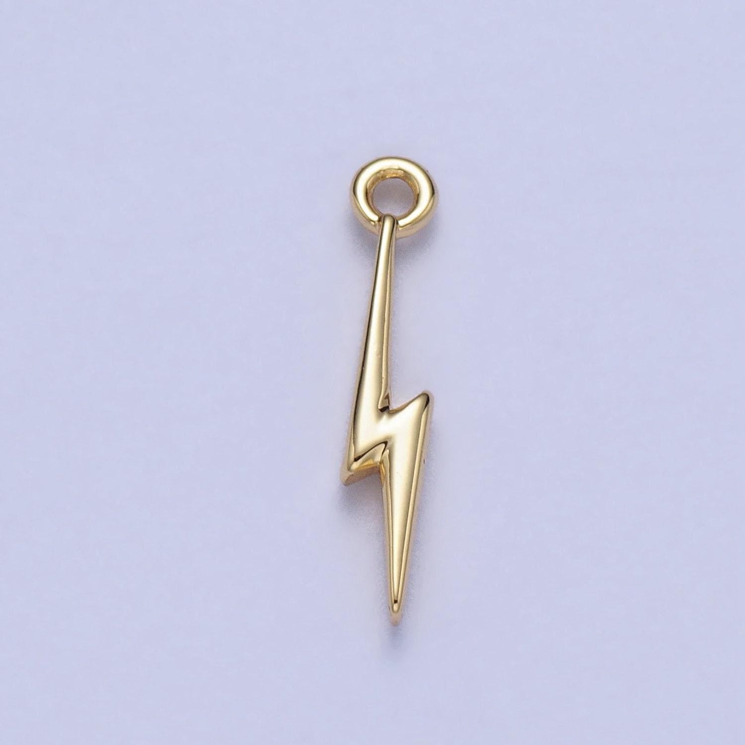 1x mini lightning bolt charms gold / silver bolt wizard charm,thunder pendant small charm for necklace bracelet earring supply ac052