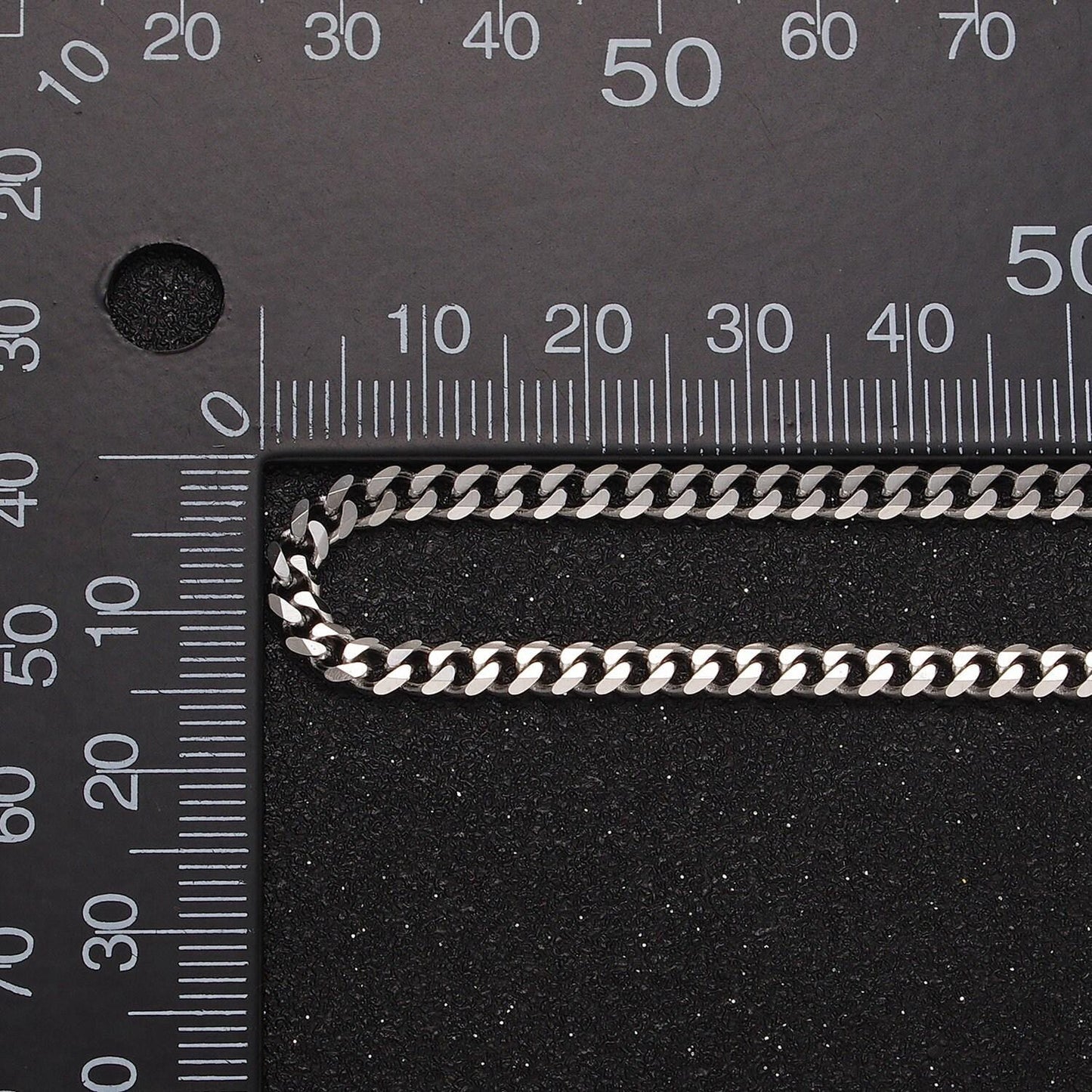 Rhodium plated 3.5mm concave flat curb 18 inch layering chain necklace | wa-2316