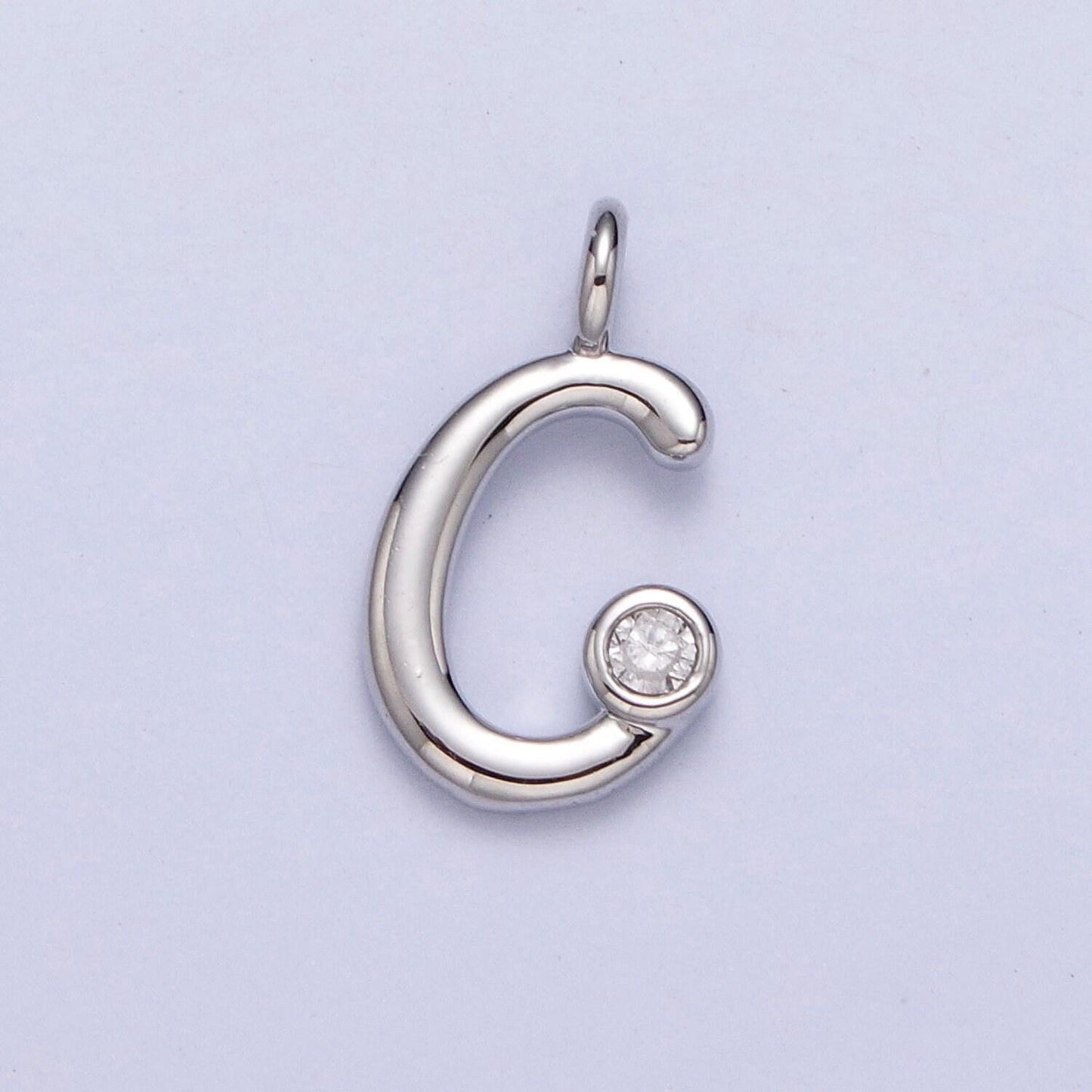 Dainty silver lower case initial letter alphabet charm pendant small cursive charm font simple minimalist personalized jewelry