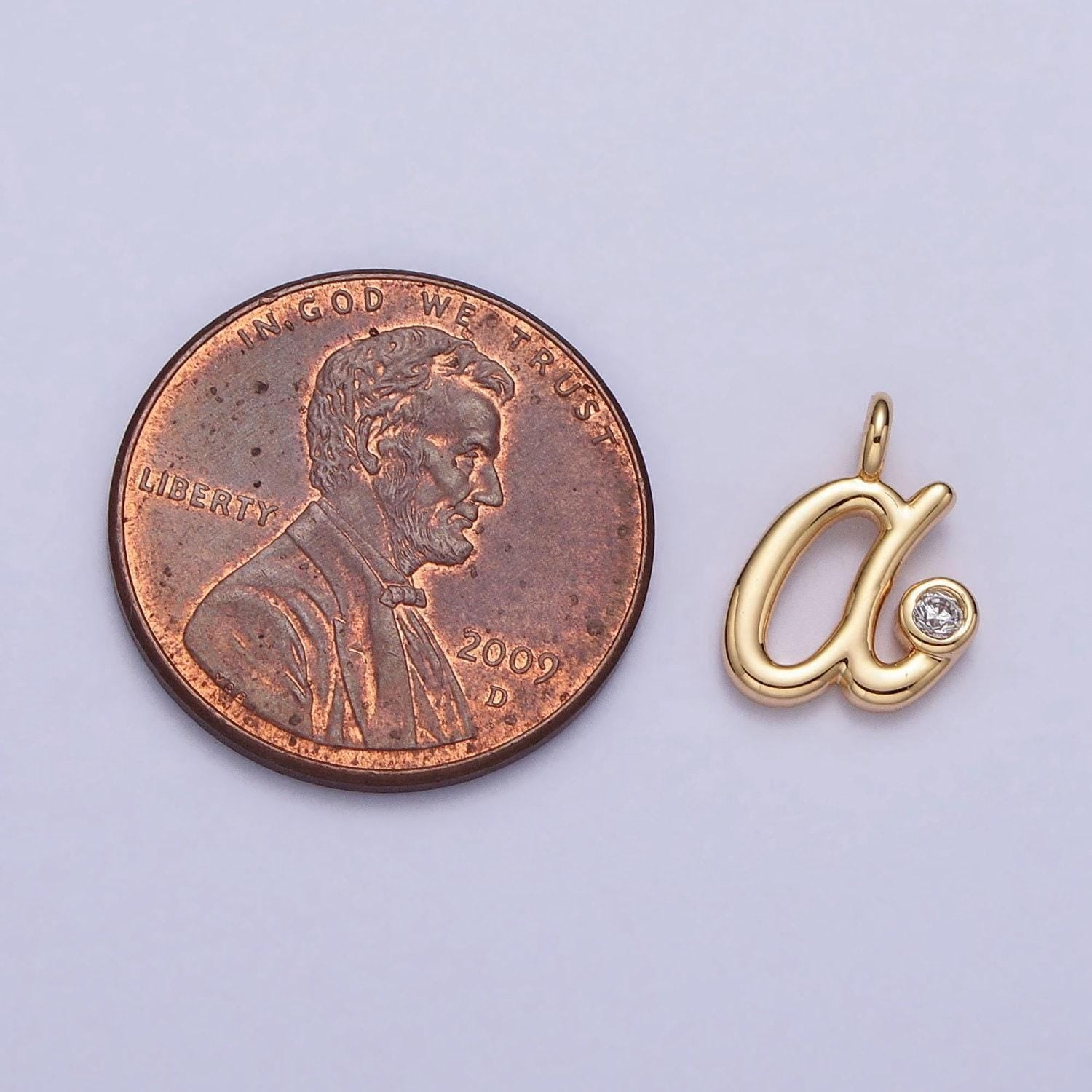 Dainty silver lower case initial letter alphabet charm pendant small cursive charm font simple minimalist personalized jewelry